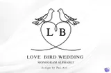 Kuşlu "Love" Monogram Düğün ve Nişan - Yazı Tipi & Font Paketi (OTF, TTF) - detaylı önizleme 1