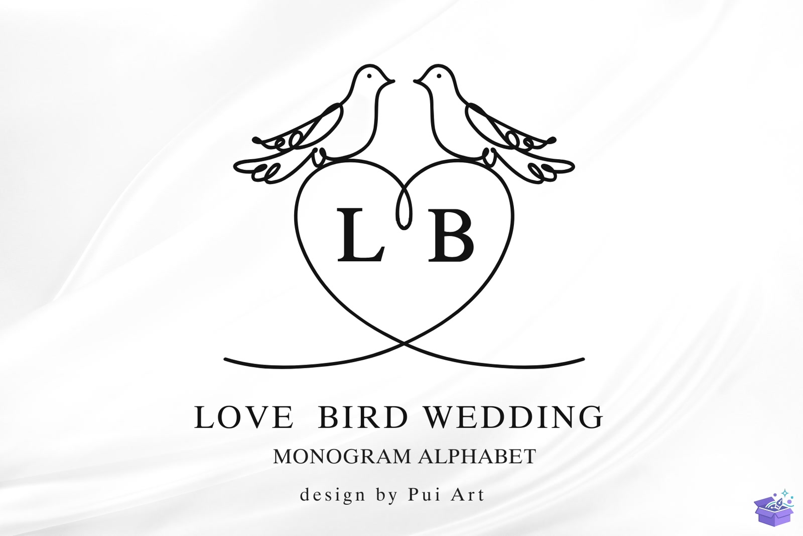 Love Kuş Figürü Düğün Nişan Monogram Yazı Tipi - Yazı Tipi & Font Paketi (SVG, DXF, EPS, PNG) - Fontlar İndir (DXF, SVG, EPS)