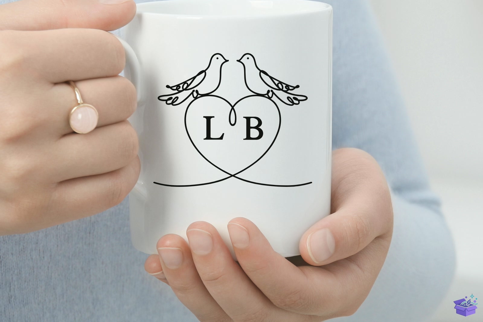 Love Kuş Figürü Düğün Nişan Monogram Yazı Tipi - Yazı Tipi & Font Paketi (SVG, DXF, EPS, PNG) - detaylı önizleme 6