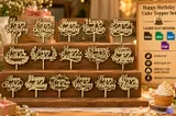 "Happy Birthday" Pasta Süsü (Cake Topper) - Lazer Kesim ve Çizim Dosyası (SVG, DXF, EPS, PDF) - detaylı önizleme 1