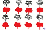 "Happy Birthday" Pasta Süsü (Cake Topper) - Lazer Kesim ve Çizim Dosyası (SVG, DXF, EPS, PDF) - detaylı önizleme 5