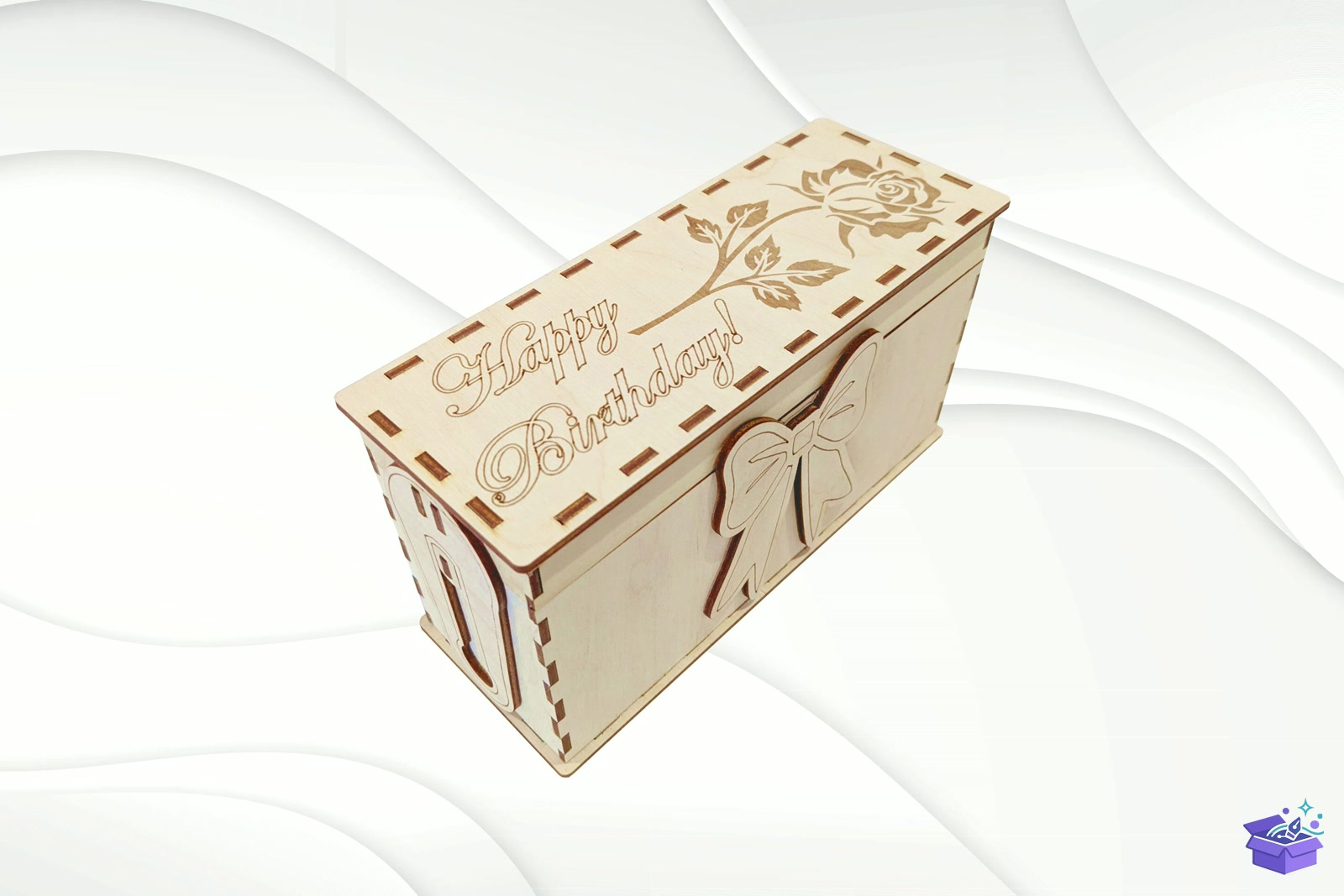 Gift Kutu Happy Doğum Günü Greeting Decor - Lazer Kesim ve Çizim Dosyası (SVG, DXF, EPS, PNG) - detaylı önizleme 6