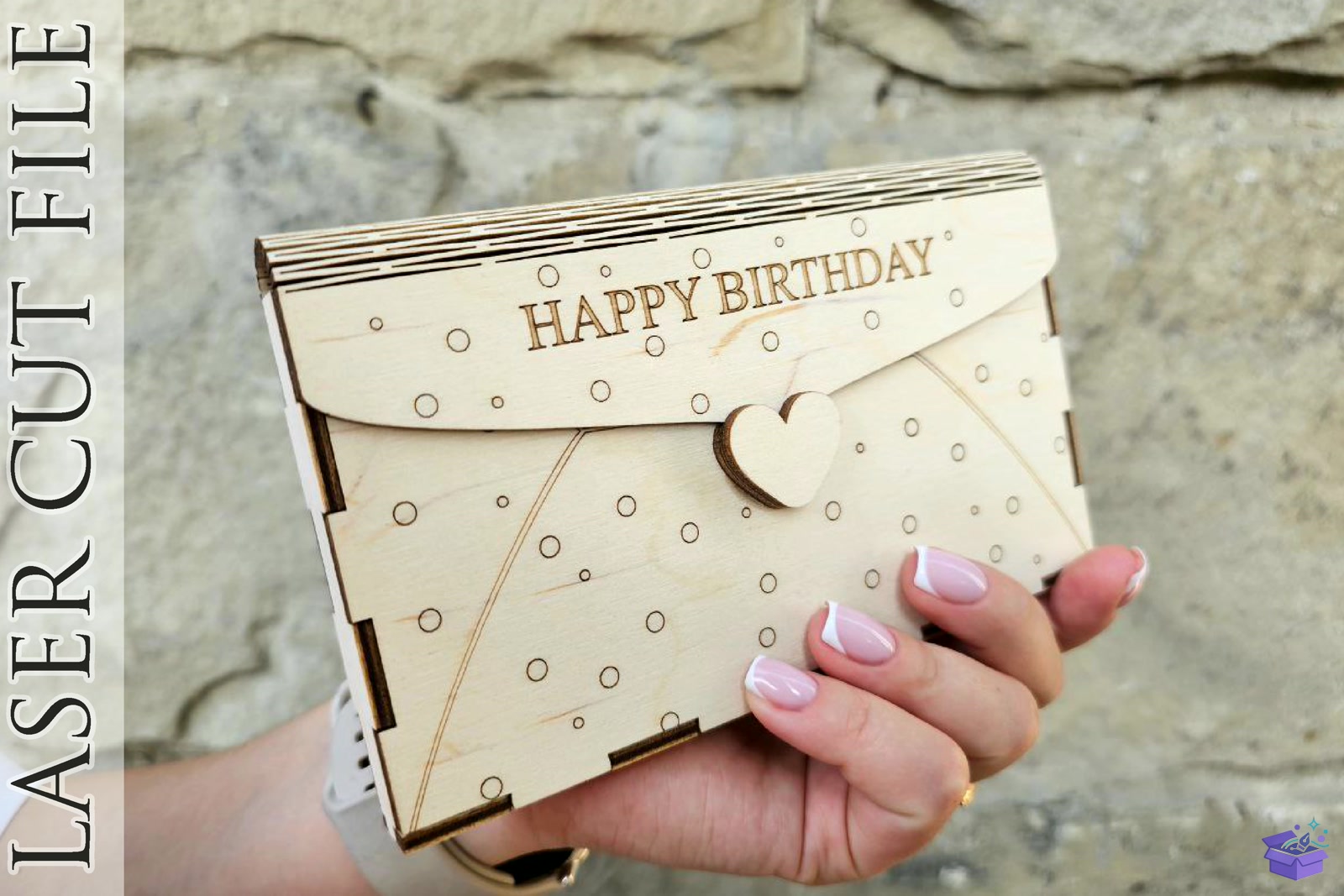 Ahşap Envelope Gift Kutu SVG - El İşi ve Kesim Dosyası (SVG, DXF, EPS, PNG) - detaylı önizleme 3