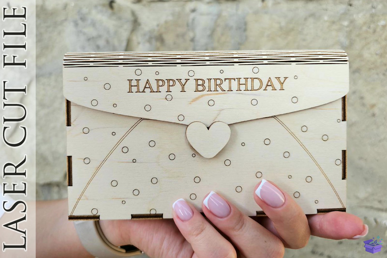 Ahşap Envelope Gift Kutu SVG - El İşi ve Kesim Dosyası (SVG, DXF, EPS, PNG) - detaylı önizleme 4