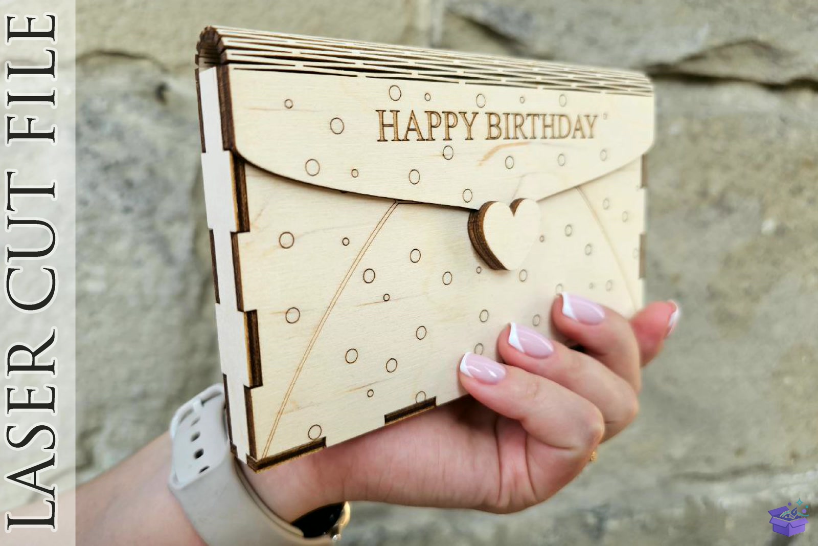 Ahşap Envelope Gift Kutu SVG - El İşi ve Kesim Dosyası (SVG, DXF, EPS, PNG) - detaylı önizleme 6