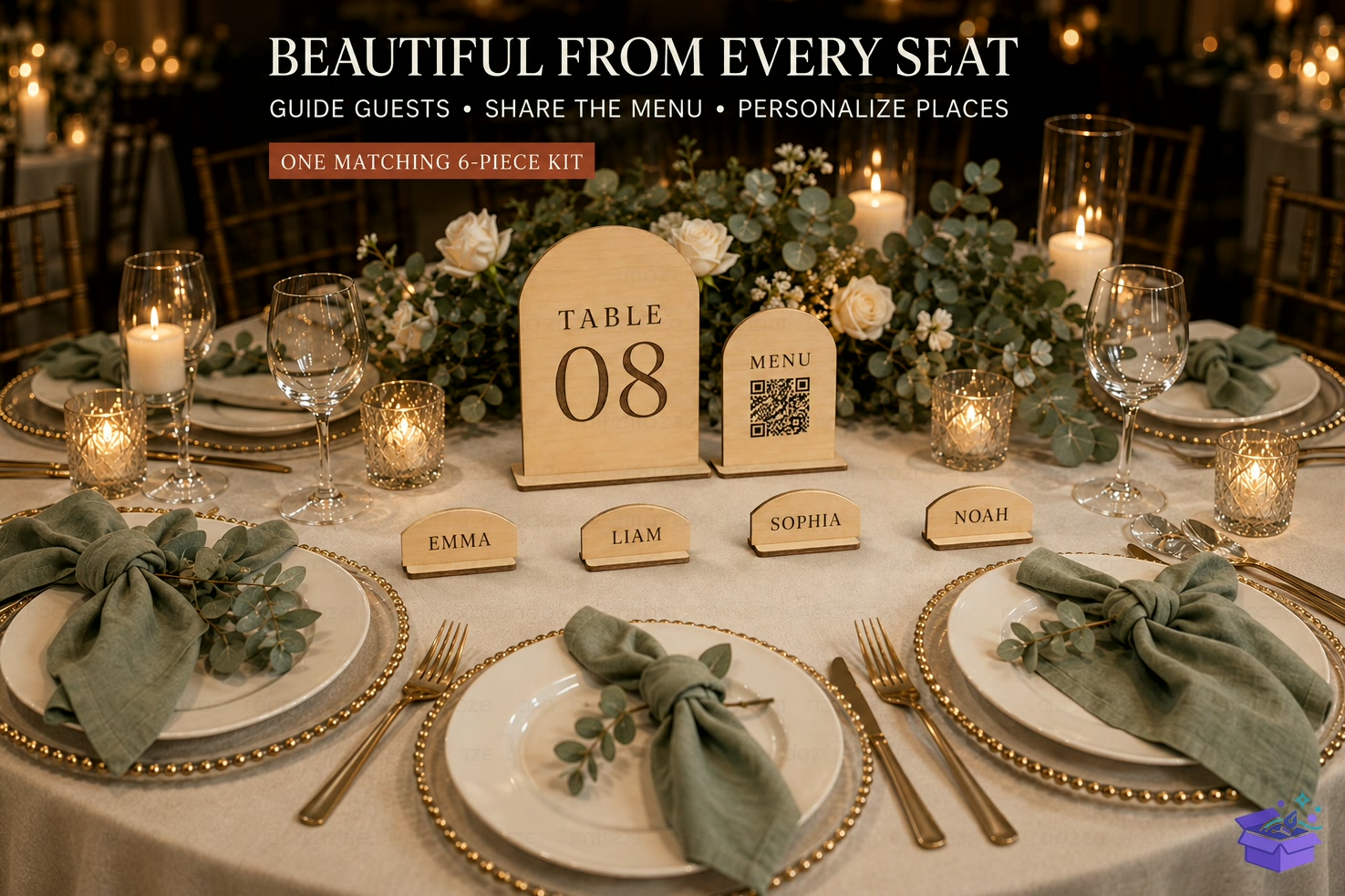 Düğün Nişan Table Number SVG - Lazer Kesim ve Çizim Dosyası (SVG, DXF, EPS, PNG) - detaylı önizleme 3