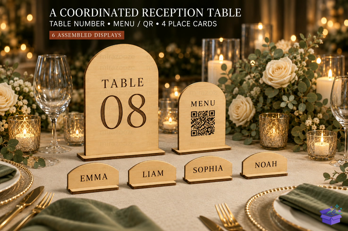 Düğün Nişan Table Number SVG - Lazer Kesim ve Çizim Dosyası (SVG, DXF, EPS, PNG) - detaylı önizleme 4