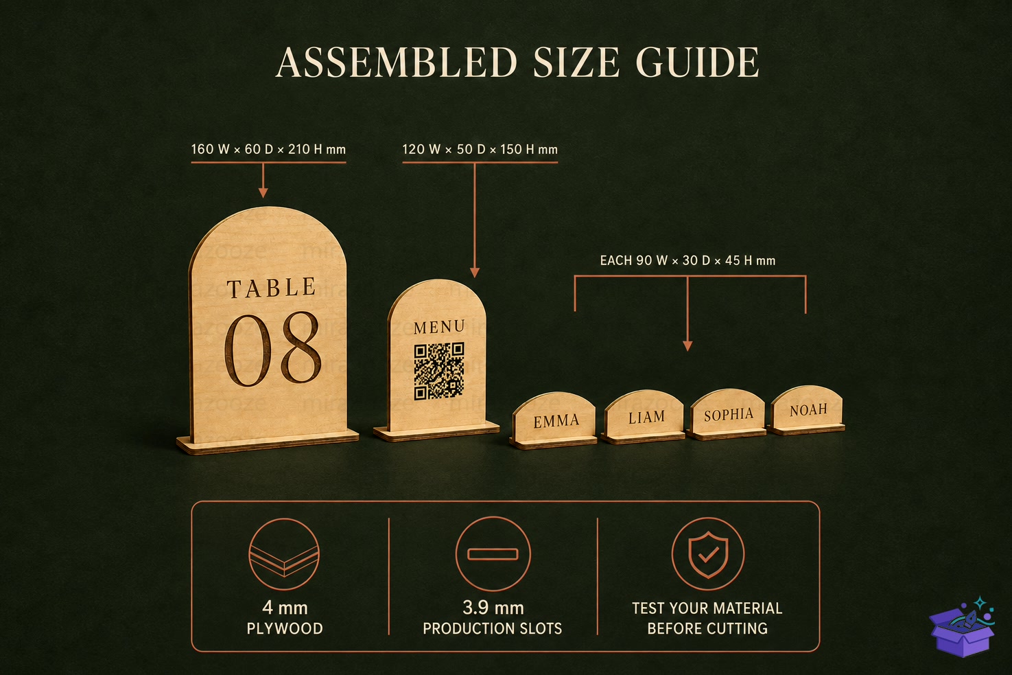 Düğün Nişan Table Number SVG - Lazer Kesim ve Çizim Dosyası (SVG, DXF, EPS, PNG) - detaylı önizleme 5