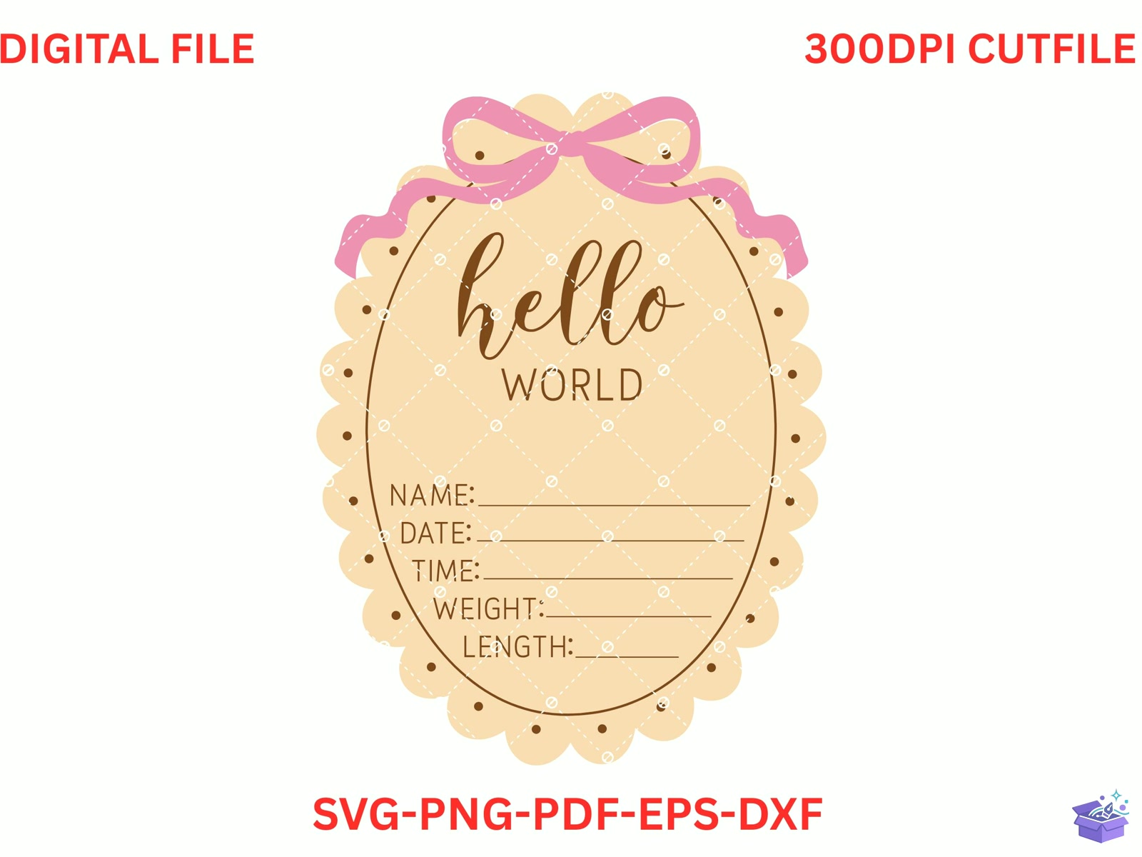 Baby Announcement Baby Lazer Kesim SVG - El İşi ve Kesim Dosyası (SVG, DXF, EPS, PNG) - detaylı önizleme 2