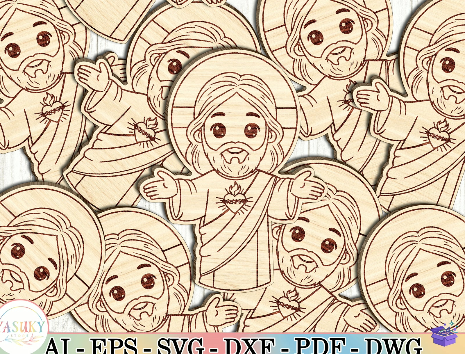 Sacred Kalp Temalı Of Jesus Laser Svg - Lazer Kesim ve Çizim Dosyası (SVG, DXF, EPS, PNG) - detaylı önizleme 3