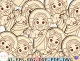 İsa'nın Kutsal Kalbi - Lazer Kesim ve Çizim Dosyası (SVG, DXF, EPS, AI, PDF, PNG) - detaylı önizleme 3