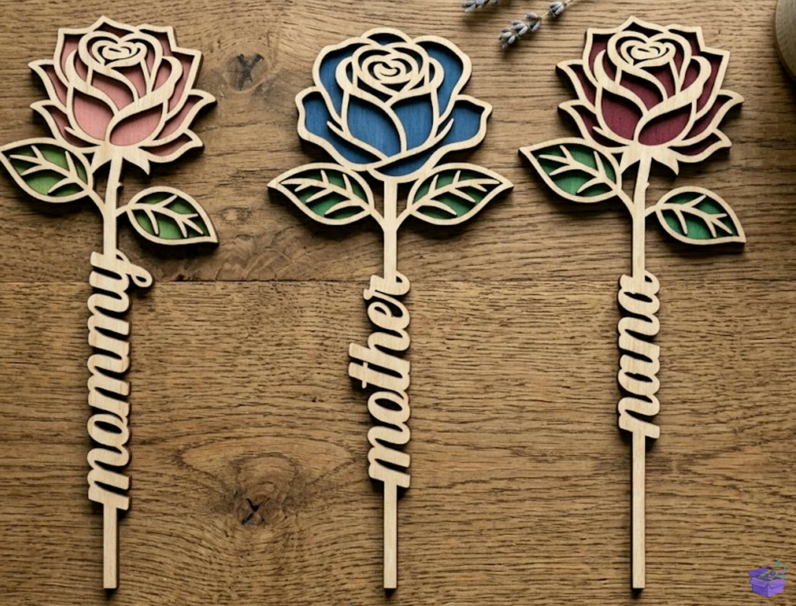 Rose Mom Çiçek Laser - El İşi ve Kesim Dosyası (SVG, DXF, EPS, PNG) - detaylı önizleme 3