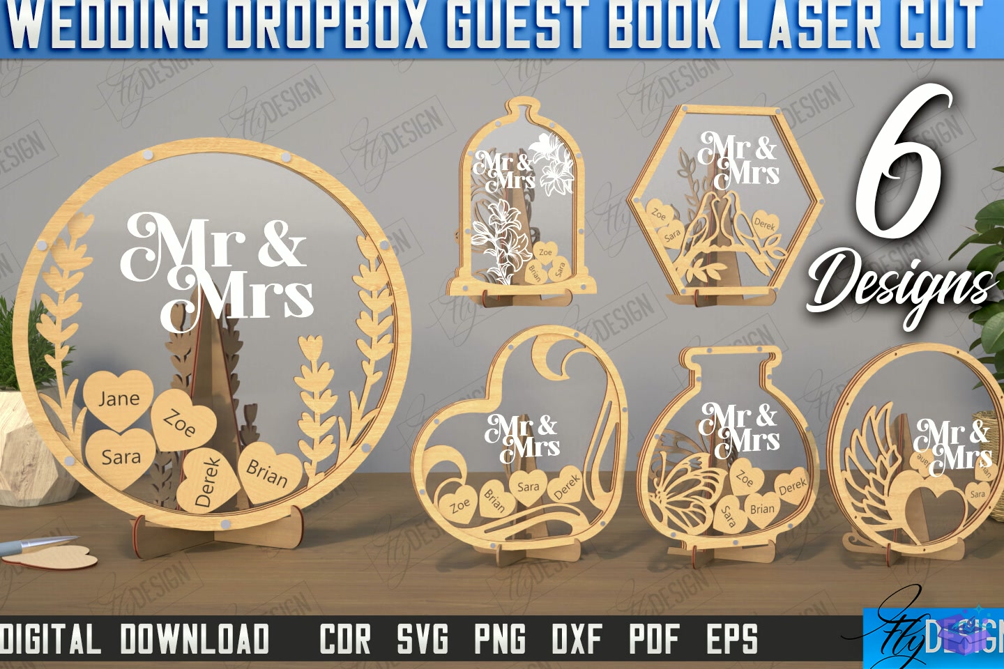 Düğün Nişan Drop Kutu Guestbook CNC - 3D Baskı ve Model Dosyası (STL, OBJ, 3MF) - Lazer Kesim Dosyaları İndir (STL, OBJ, 3MF)