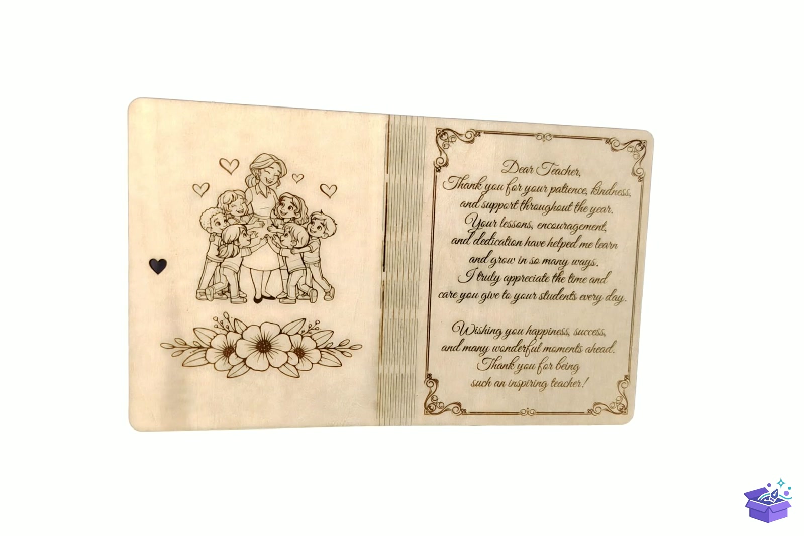 Best Teacher Ever Ahşap Card Present - Lazer Kesim ve Çizim Dosyası (SVG, DXF, EPS, PNG) - detaylı önizleme 2