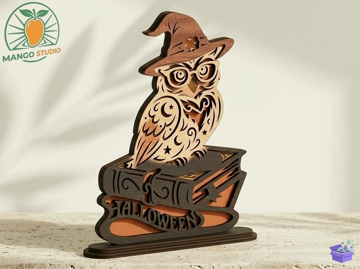 3D Katmanlı Cadılar Bayramı Owl Laser File 3mm - 3D Baskı ve Model Dosyası (STL, OBJ, 3MF) - detaylı önizleme 3