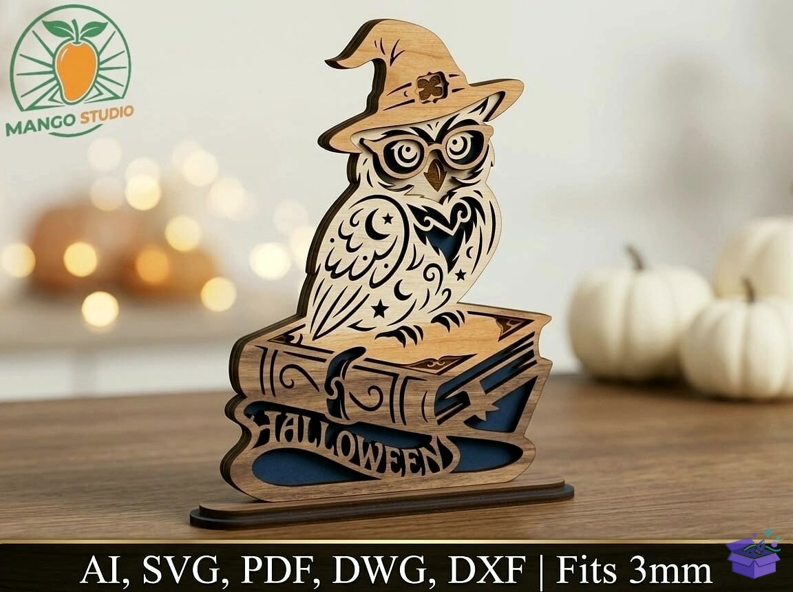 3D Katmanlı Cadılar Bayramı Owl Laser File 3mm - 3D Baskı ve Model Dosyası (STL, OBJ, 3MF) - detaylı önizleme 4