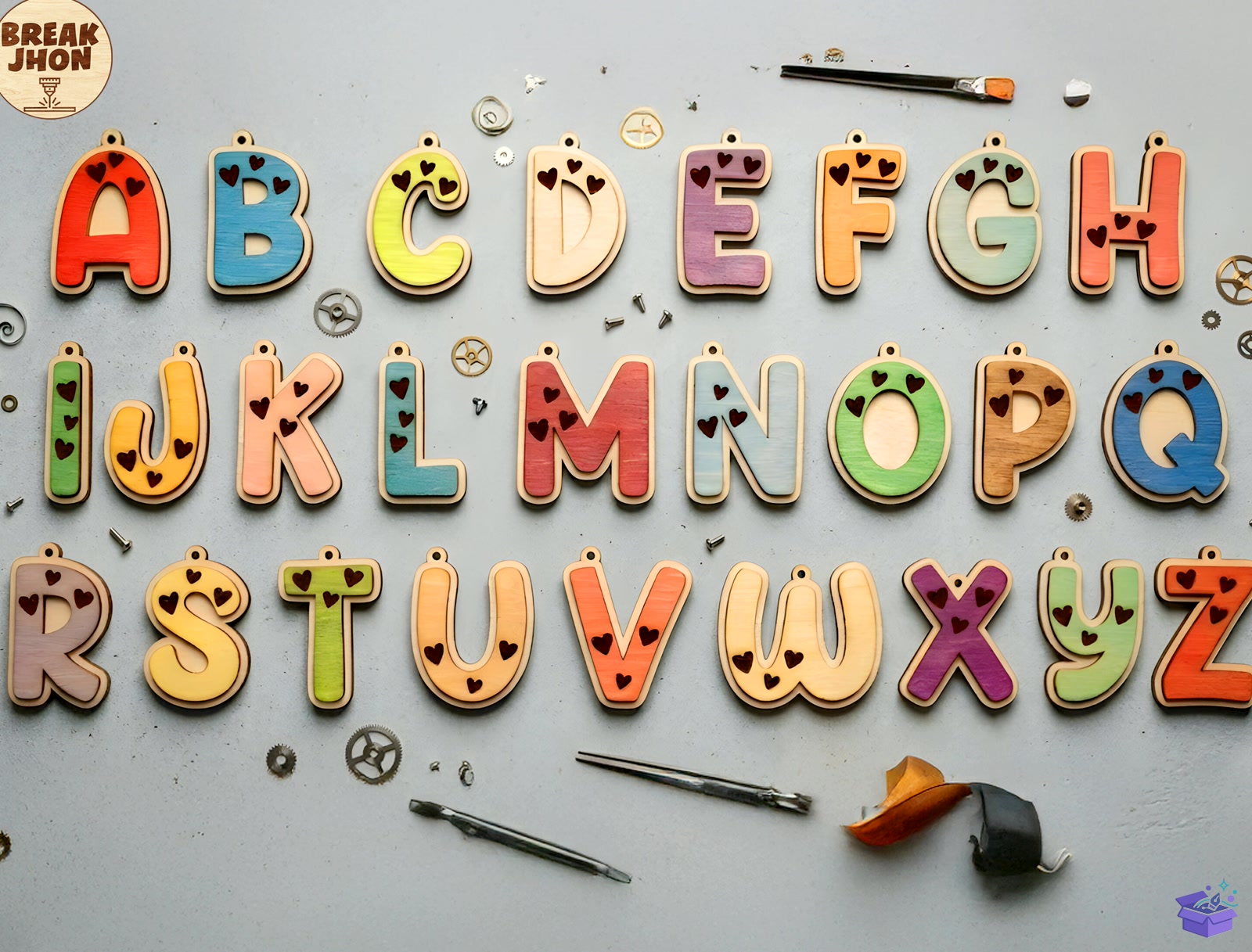 3D Katmanlı Alphabet SVG - 3D Baskı ve Model Dosyası (STL, OBJ, 3MF) - Lazer Kesim Dosyaları İndir (STL, OBJ, 3MF)