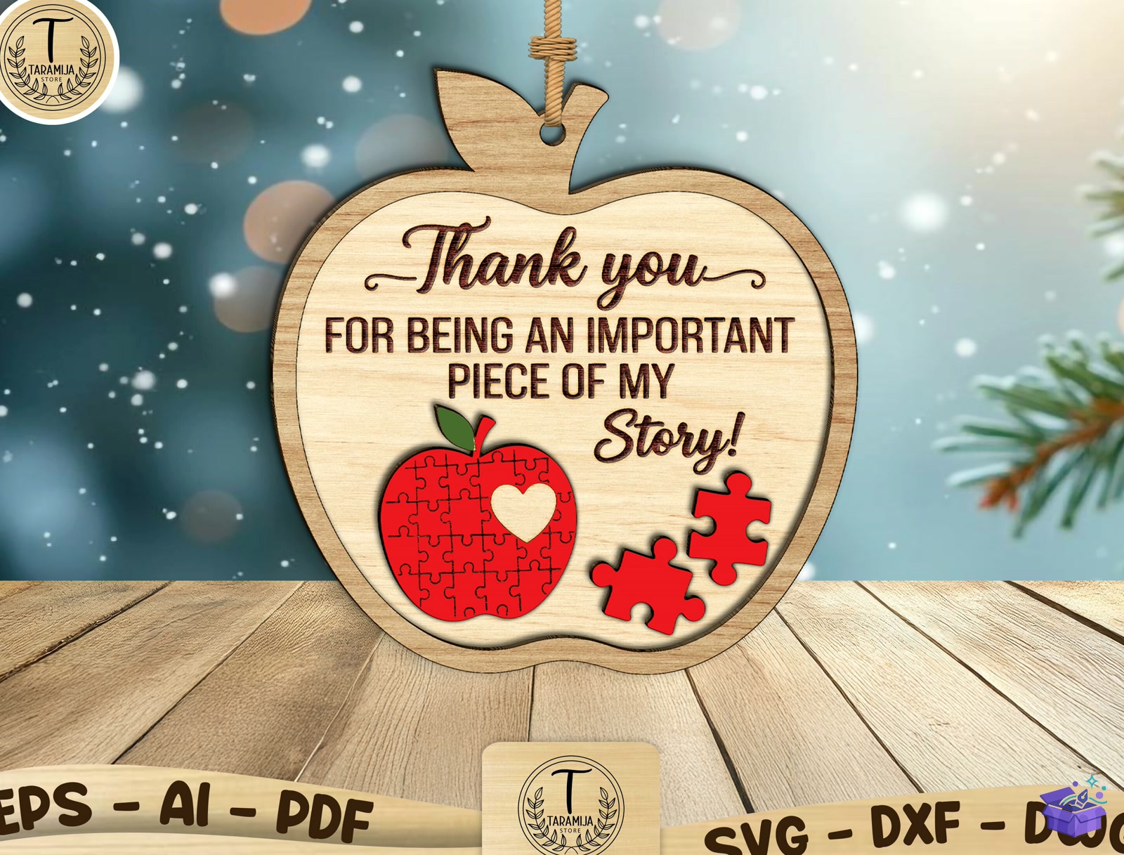Teacher Appreciation Süs Lazer Kesim - Lazer Kesim ve Çizim Dosyası (SVG, DXF, EPS, PNG) - detaylı önizleme 2