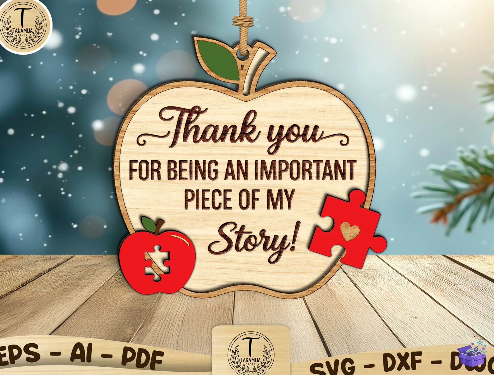 Teacher Appreciation Süs Lazer Kesim - Lazer Kesim ve Çizim Dosyası (SVG, DXF, EPS, PNG) - detaylı önizleme 3
