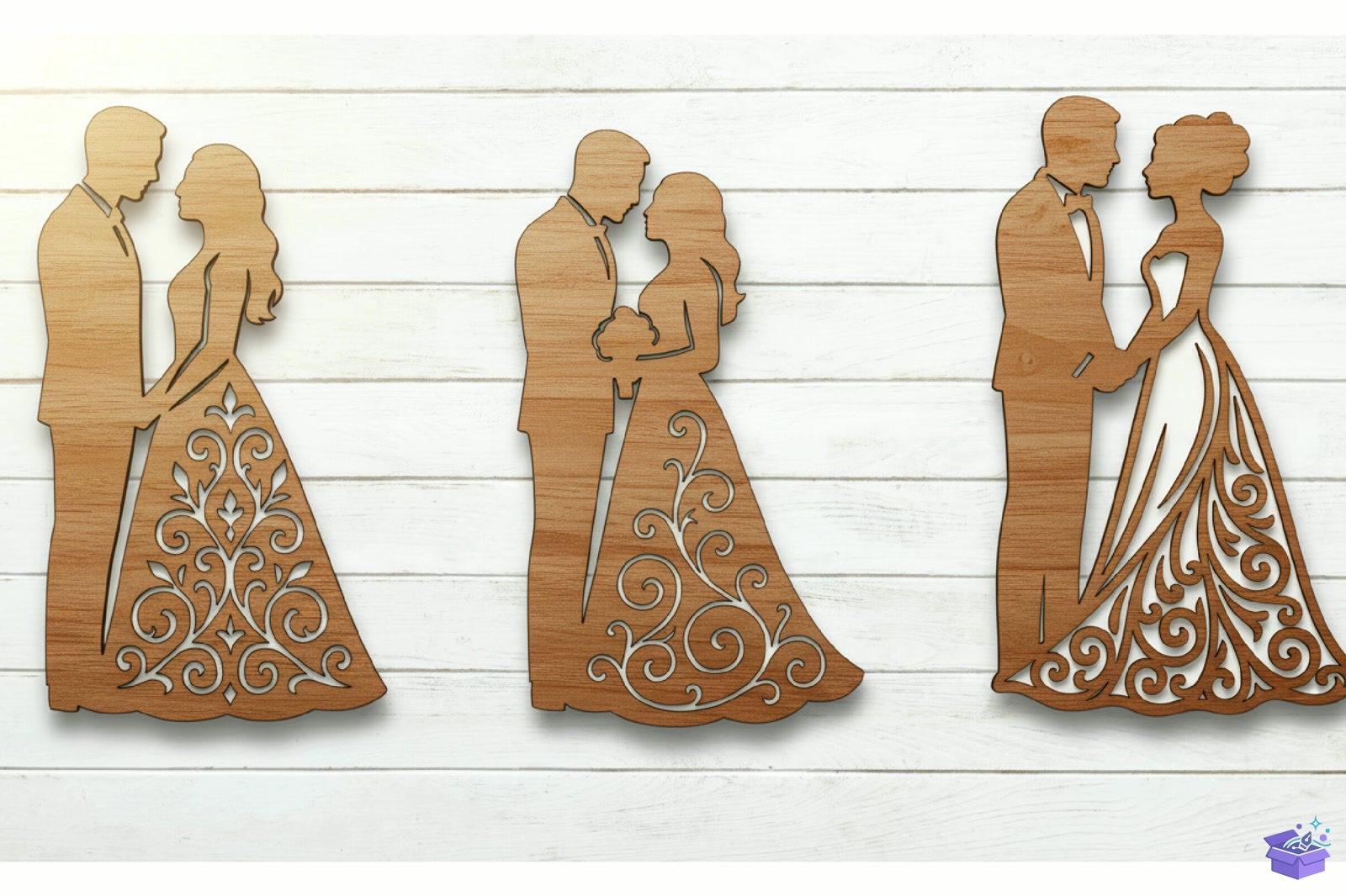 Düğün Nişan Couple Lazer Kesim SVG - El İşi ve Kesim Dosyası (SVG, DXF, EPS, PNG) - detaylı önizleme 2