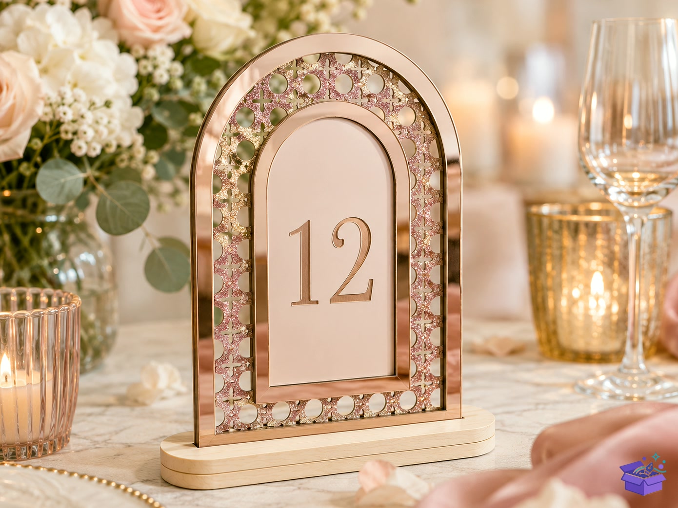 Katmanlı Rattan Arch Tabela Levha Table Numbers - Lazer Kesim ve Çizim Dosyası (SVG, DXF, EPS, PNG) - detaylı önizleme 3