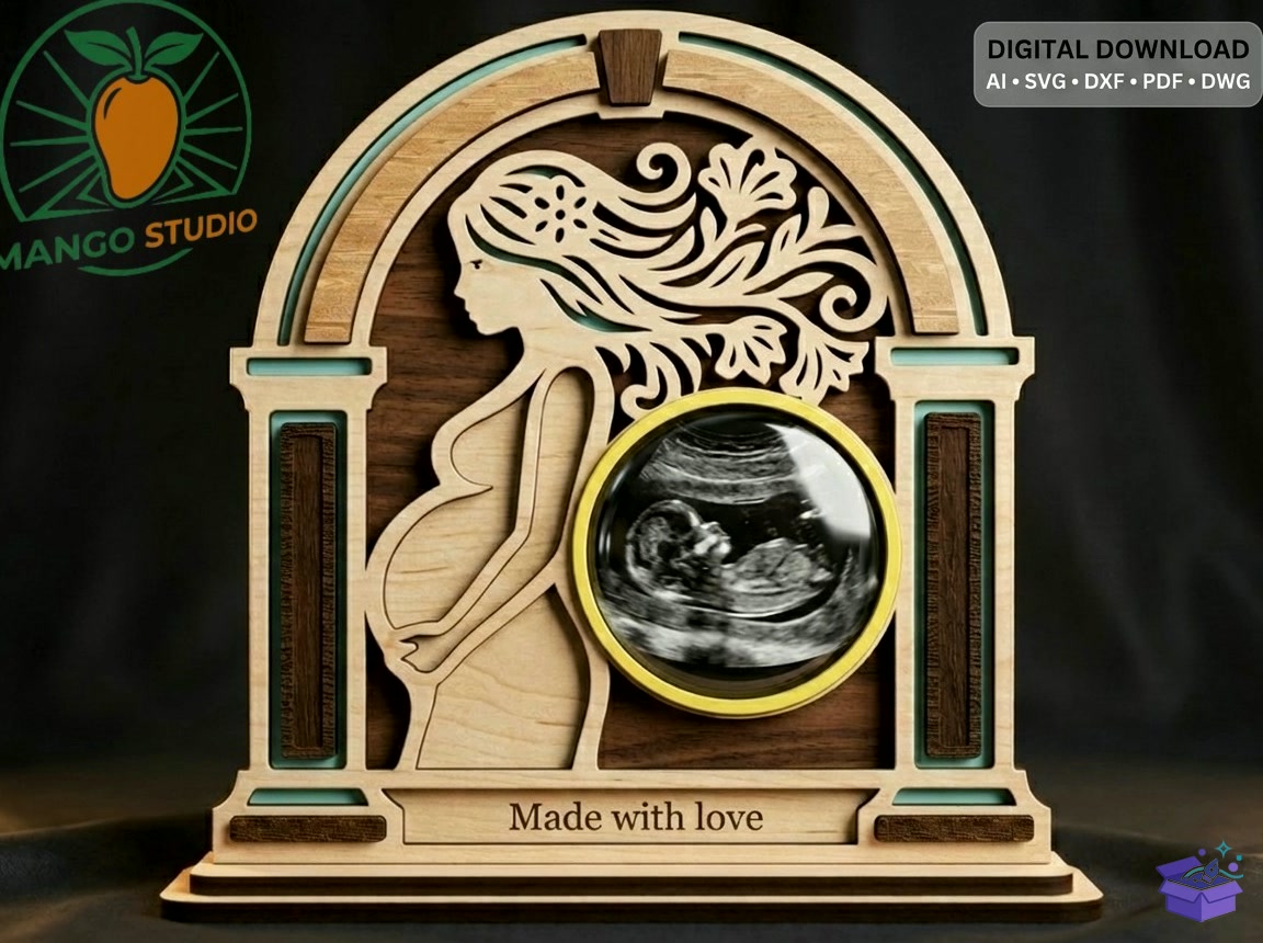 3D Pregnant Mother Ultrasound Çerçeve SVG - 3D Baskı ve Model Dosyası (STL, OBJ, 3MF) - Lazer Kesim Dosyaları İndir (STL, OBJ, 3MF)
