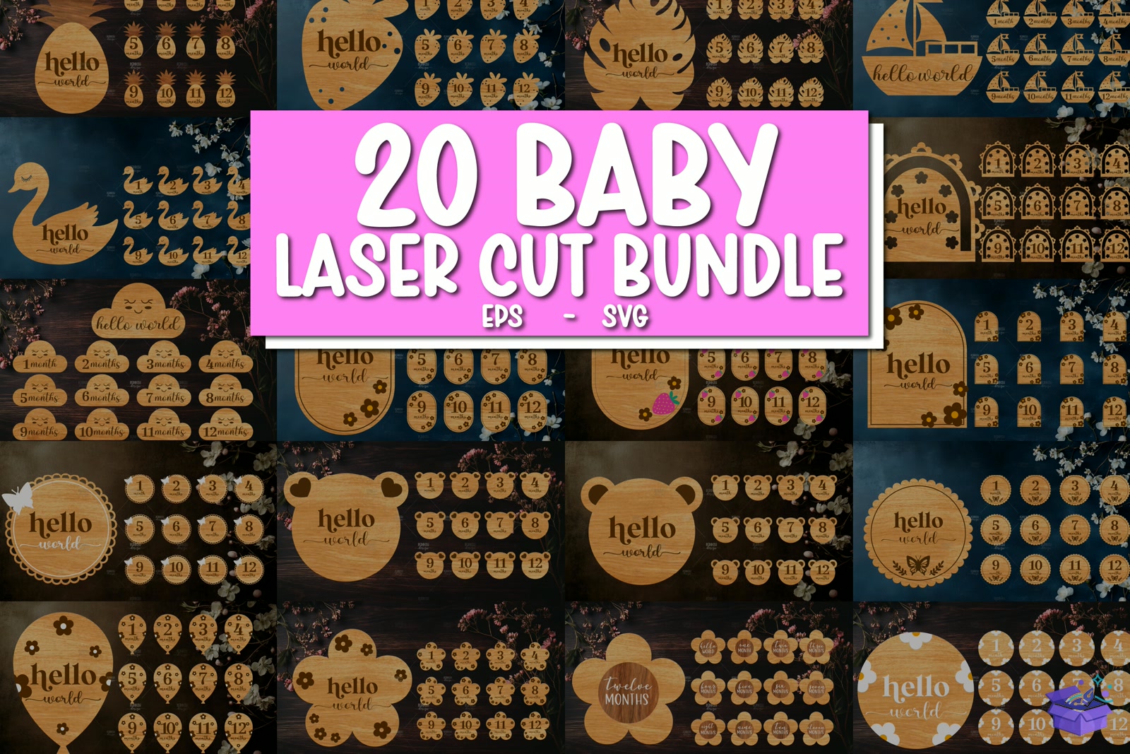 20 Baby Milestone Discs Lazer Kesim SVG - Lazer Kesim ve Çizim Dosyası (SVG, DXF, EPS, PNG) - Lazer Kesim Dosyaları İndir (DXF, SVG, EPS)