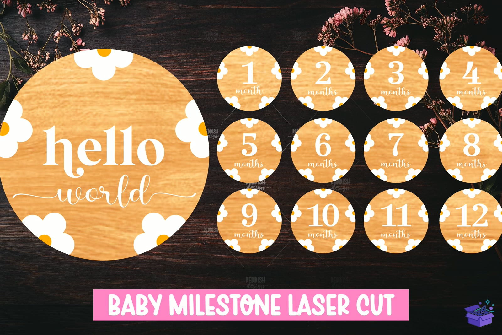 20 Baby Milestone Discs Lazer Kesim SVG - Lazer Kesim ve Çizim Dosyası (SVG, DXF, EPS, PNG) - detaylı önizleme 2
