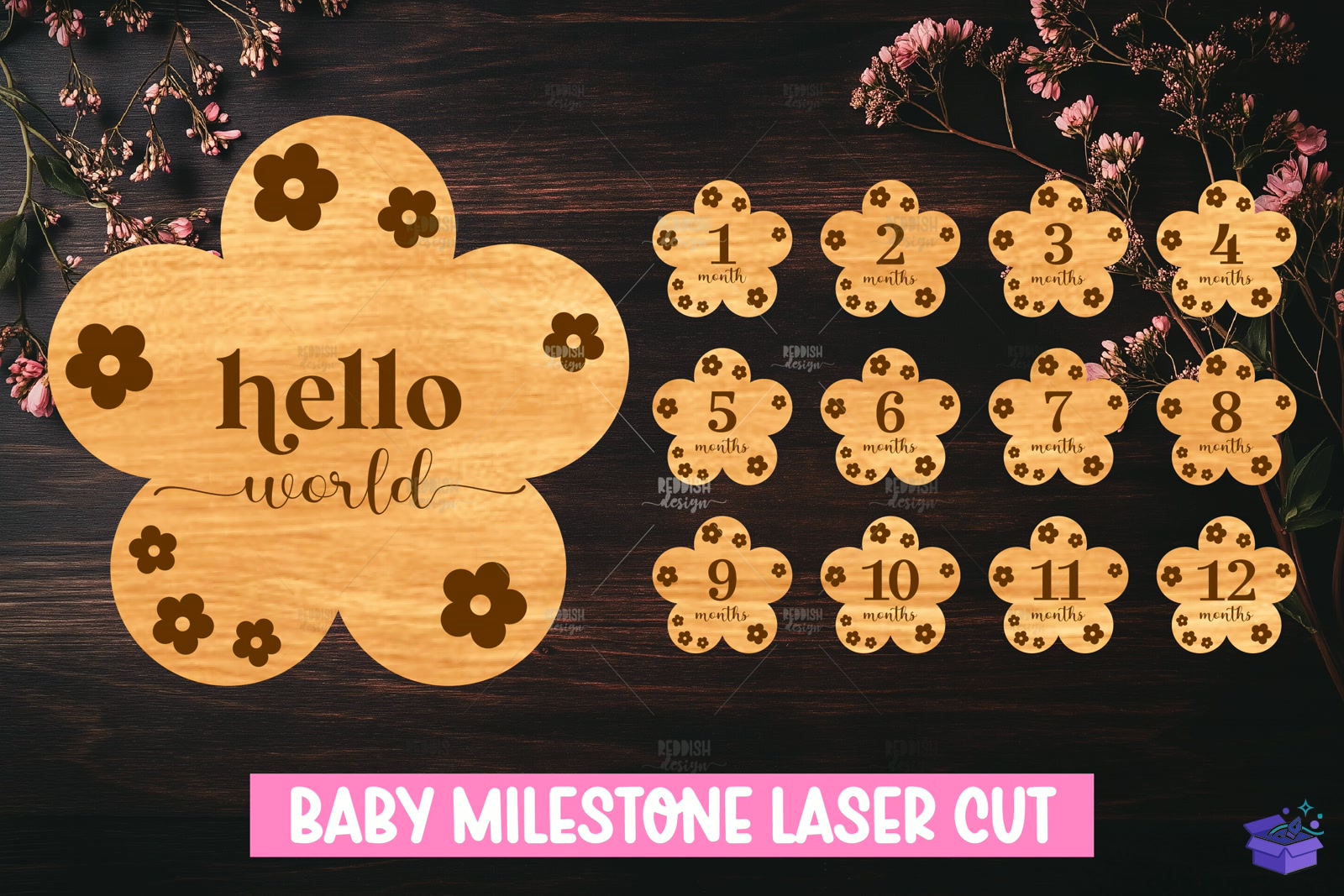 20 Baby Milestone Discs Lazer Kesim SVG - Lazer Kesim ve Çizim Dosyası (SVG, DXF, EPS, PNG) - detaylı önizleme 3