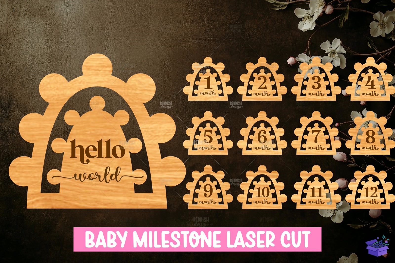 20 Baby Milestone Discs Lazer Kesim SVG - Lazer Kesim ve Çizim Dosyası (SVG, DXF, EPS, PNG) - detaylı önizleme 5