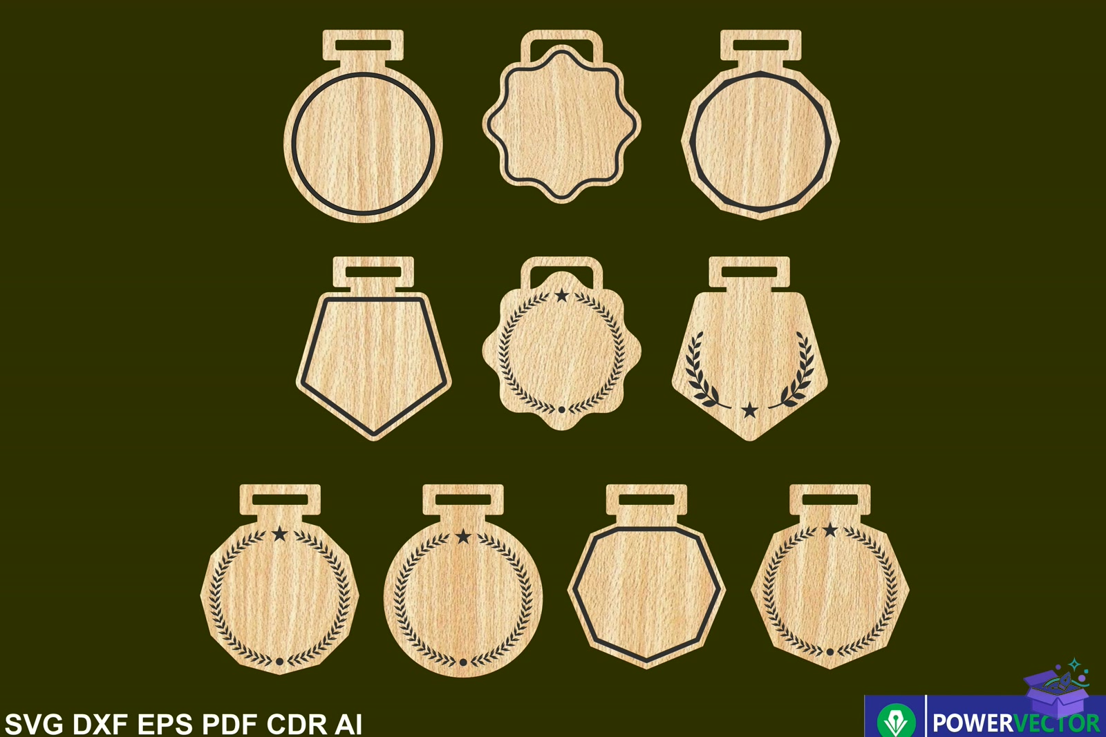 Medal Lazer Kesim Desen Blank Medals - Lazer Kesim ve Çizim Dosyası (SVG, DXF, EPS, PNG) - detaylı önizleme 2