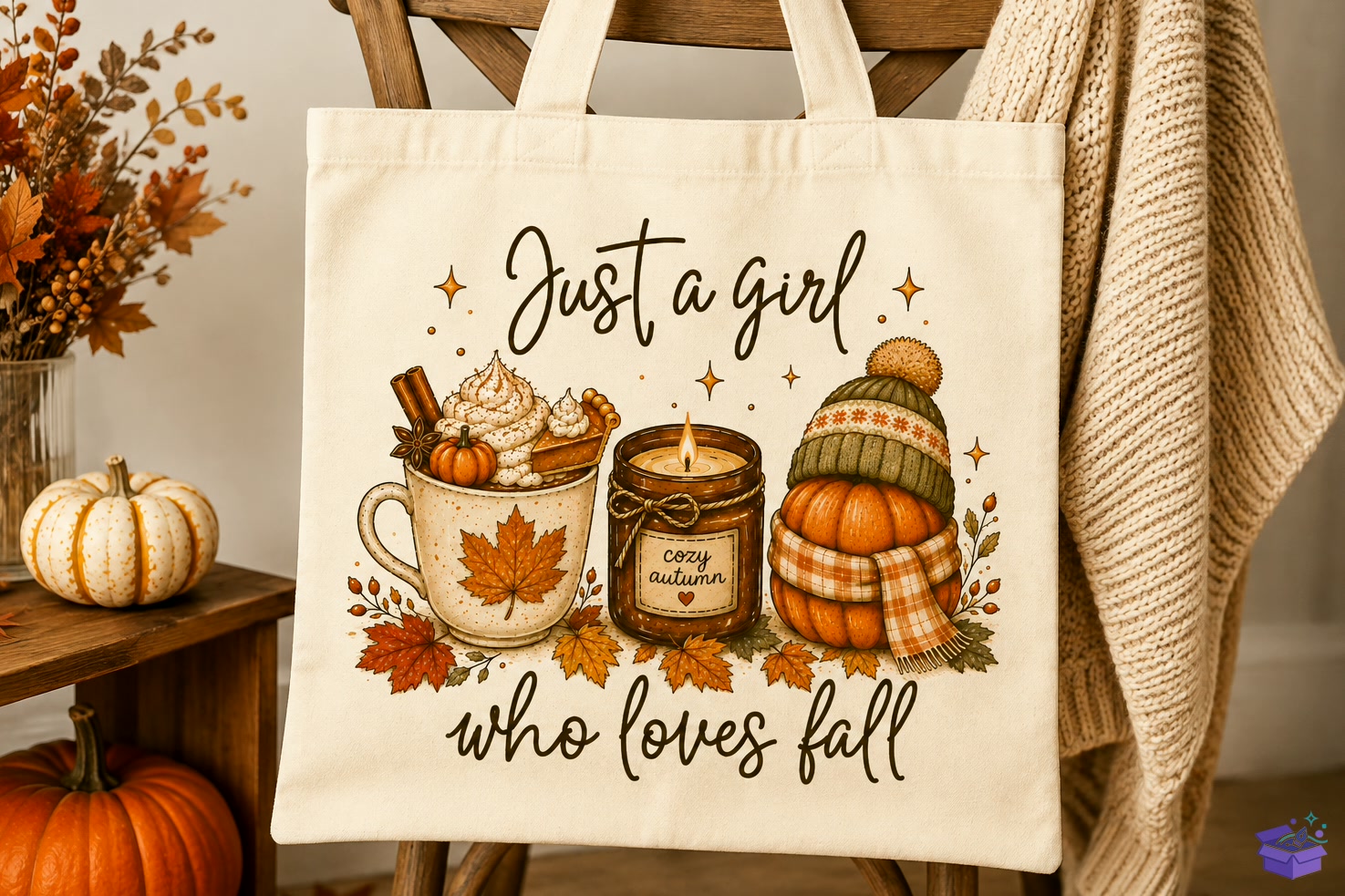Just a Girl Who Loves Fall Png - DTF & Süblimasyon Baskı Tasarımı (SVG, DXF, EPS, PNG) - detaylı önizleme 2