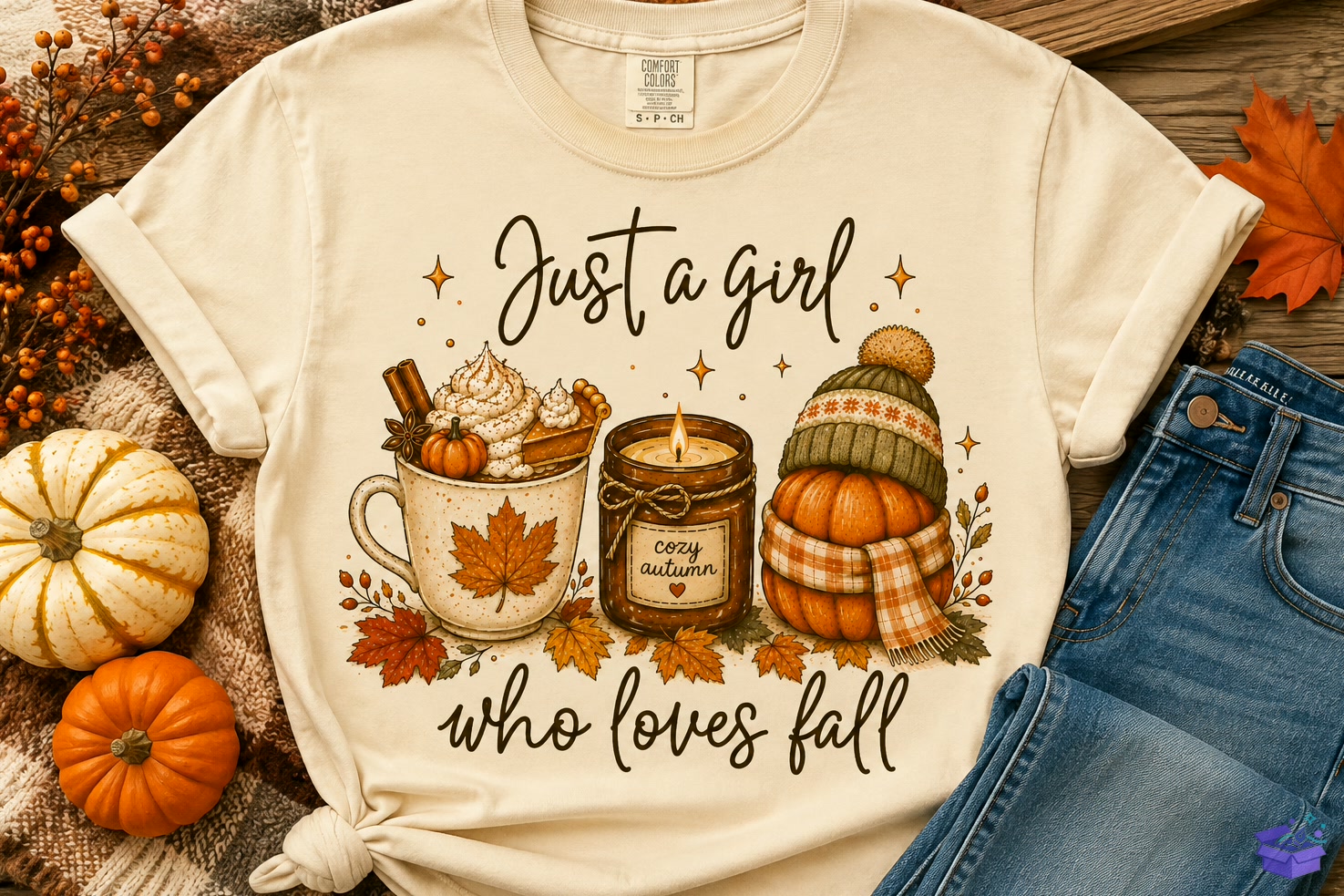 Just a Girl Who Loves Fall Png - DTF & Süblimasyon Baskı Tasarımı (SVG, DXF, EPS, PNG) - detaylı önizleme 3