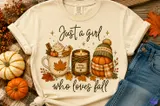 "Just a Girl Who Loves Fall" Sonbahar Tasarımı - DTF & Süblimasyon Baskı Tasarımı (PNG) - detaylı önizleme 3