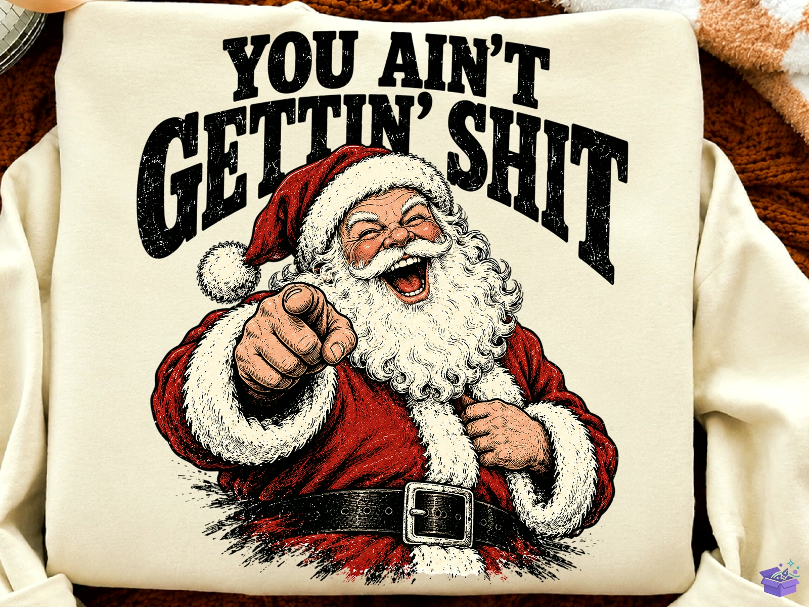 Retro Funny Yılbaşı Santa Claus PNG - DTF & Süblimasyon Baskı Tasarımı (SVG, DXF, EPS, PNG) - detaylı önizleme 4