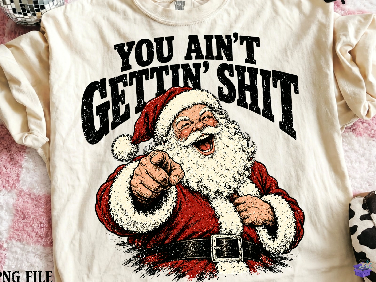Retro Funny Yılbaşı Santa Claus PNG - DTF & Süblimasyon Baskı Tasarımı (SVG, DXF, EPS, PNG) - detaylı önizleme 5