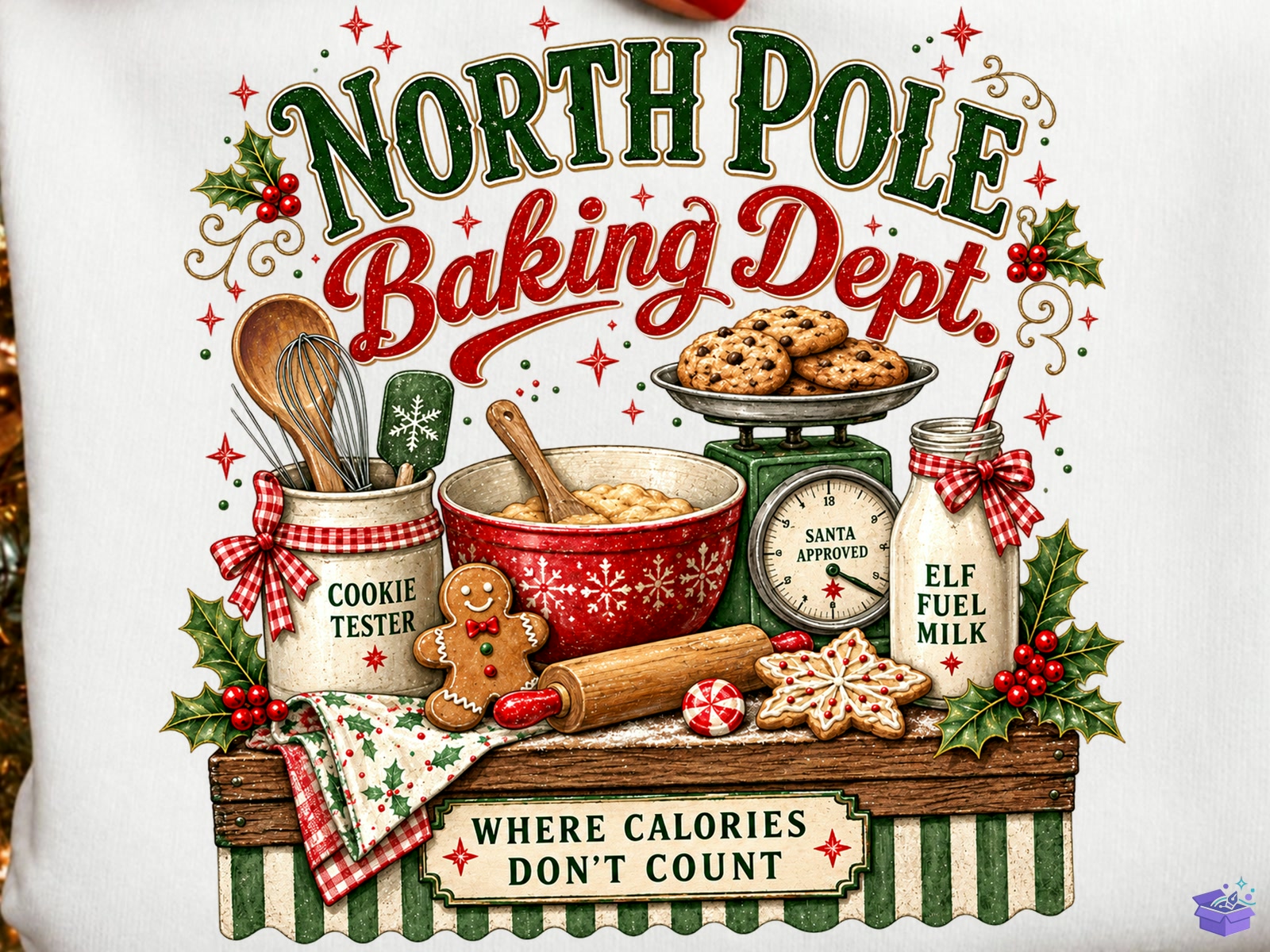 North Pole Baking Dept Yılbaşı PNG - DTF & Süblimasyon Baskı Tasarımı (SVG, DXF, EPS, PNG) - detaylı önizleme 2
