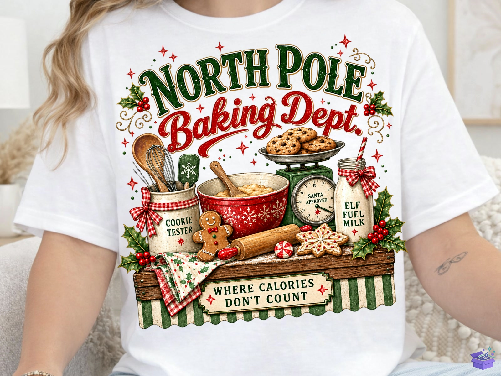 North Pole Baking Dept Yılbaşı PNG - DTF & Süblimasyon Baskı Tasarımı (SVG, DXF, EPS, PNG) - detaylı önizleme 4