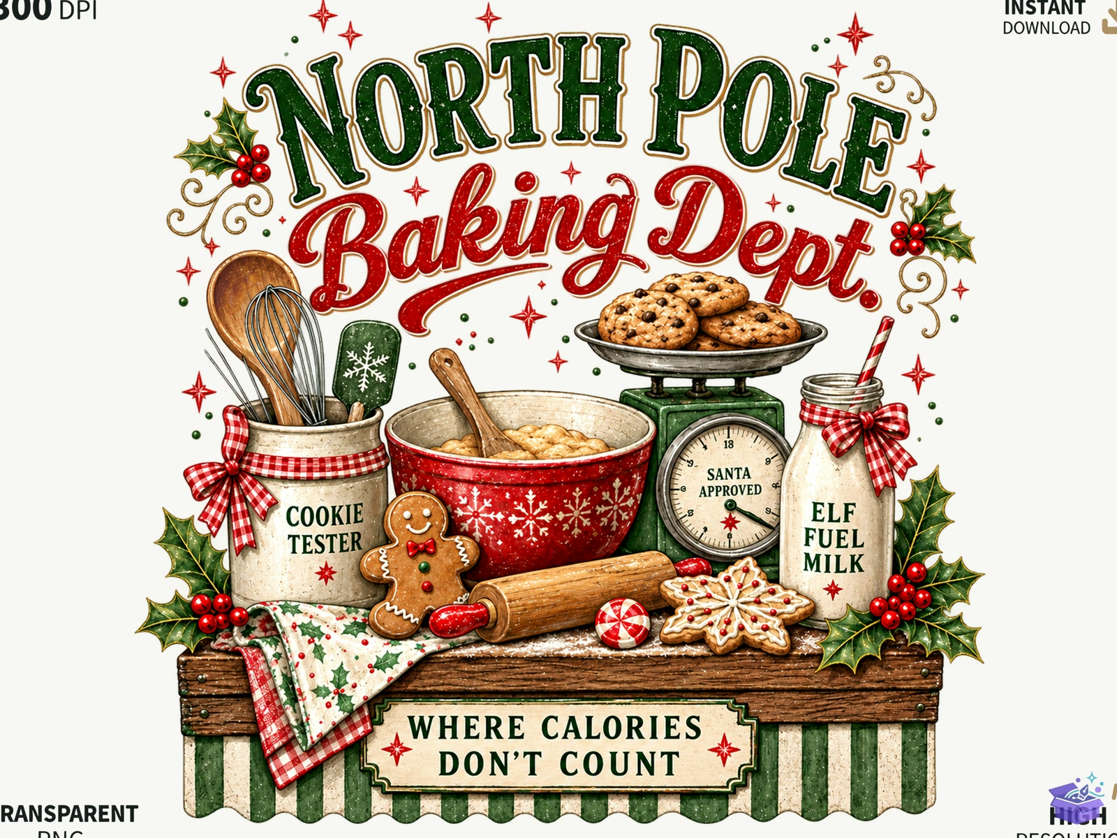 North Pole Baking Dept Yılbaşı PNG - DTF & Süblimasyon Baskı Tasarımı (SVG, DXF, EPS, PNG) - detaylı önizleme 5
