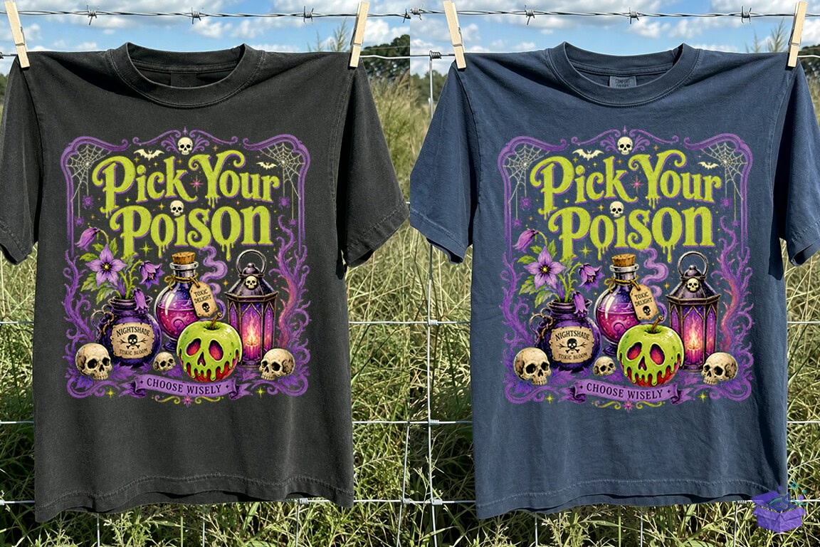 Pick Your Poison Cadılar Bayramı Süblimasyon Baskı - DTF & Süblimasyon Baskı Tasarımı (SVG, DXF, EPS, PNG) - detaylı önizleme 2