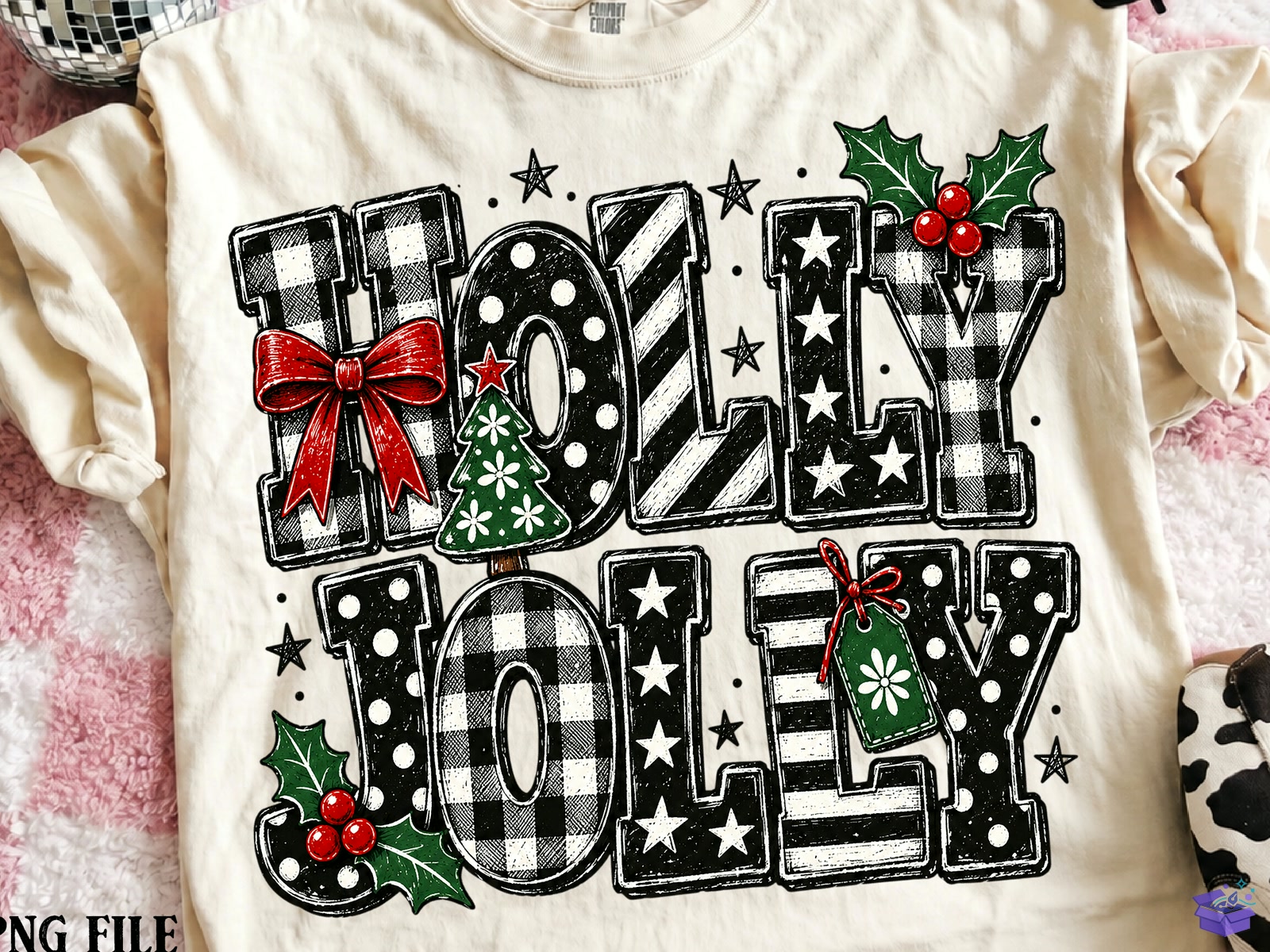 Holy Jolly Plaid Yılbaşı PNG - DTF & Süblimasyon Baskı Tasarımı (SVG, DXF, EPS, PNG) - Süblimasyon İndir (DXF, SVG, AI)