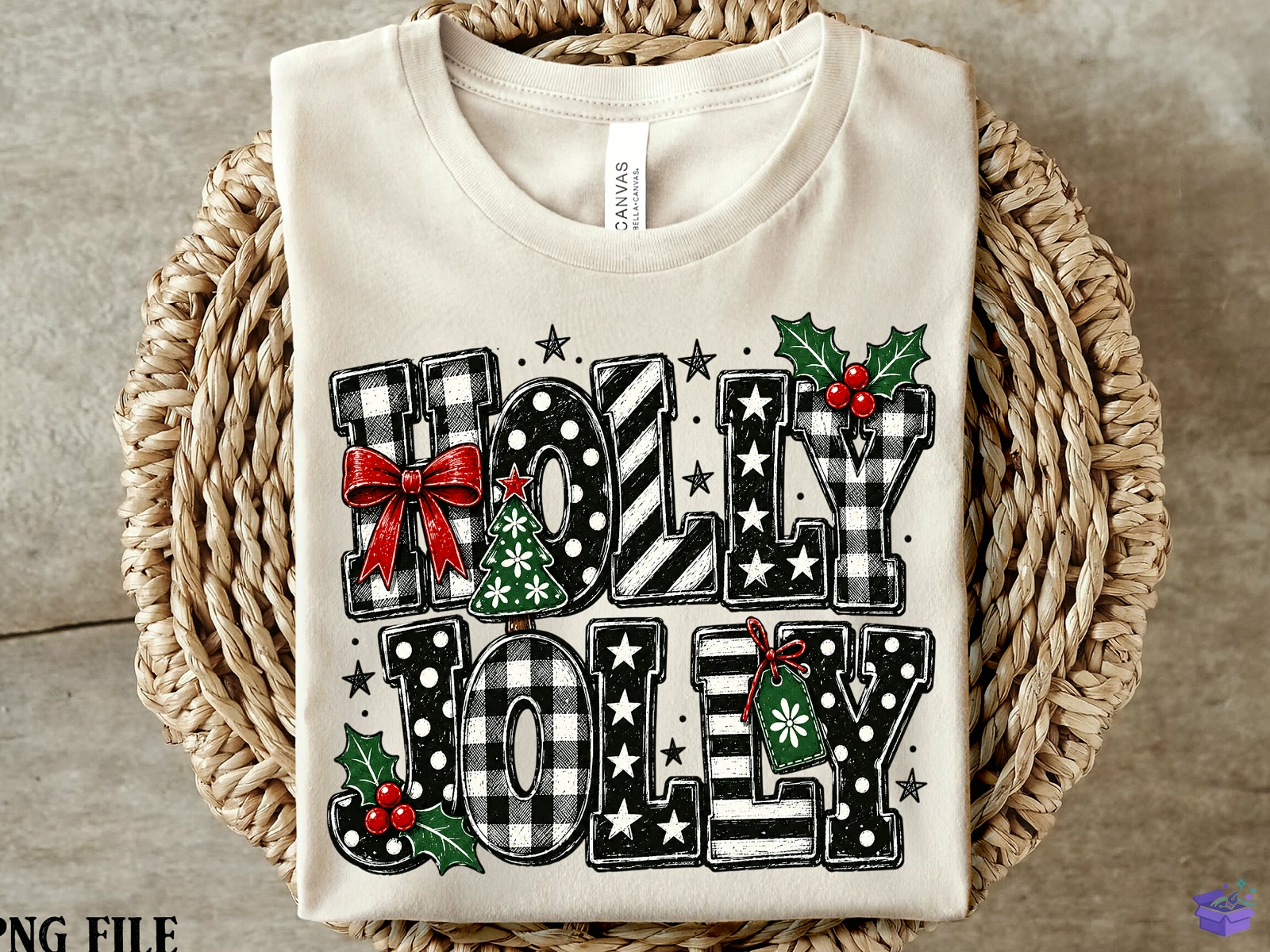 Holy Jolly Plaid Yılbaşı PNG - DTF & Süblimasyon Baskı Tasarımı (SVG, DXF, EPS, PNG) - detaylı önizleme 3