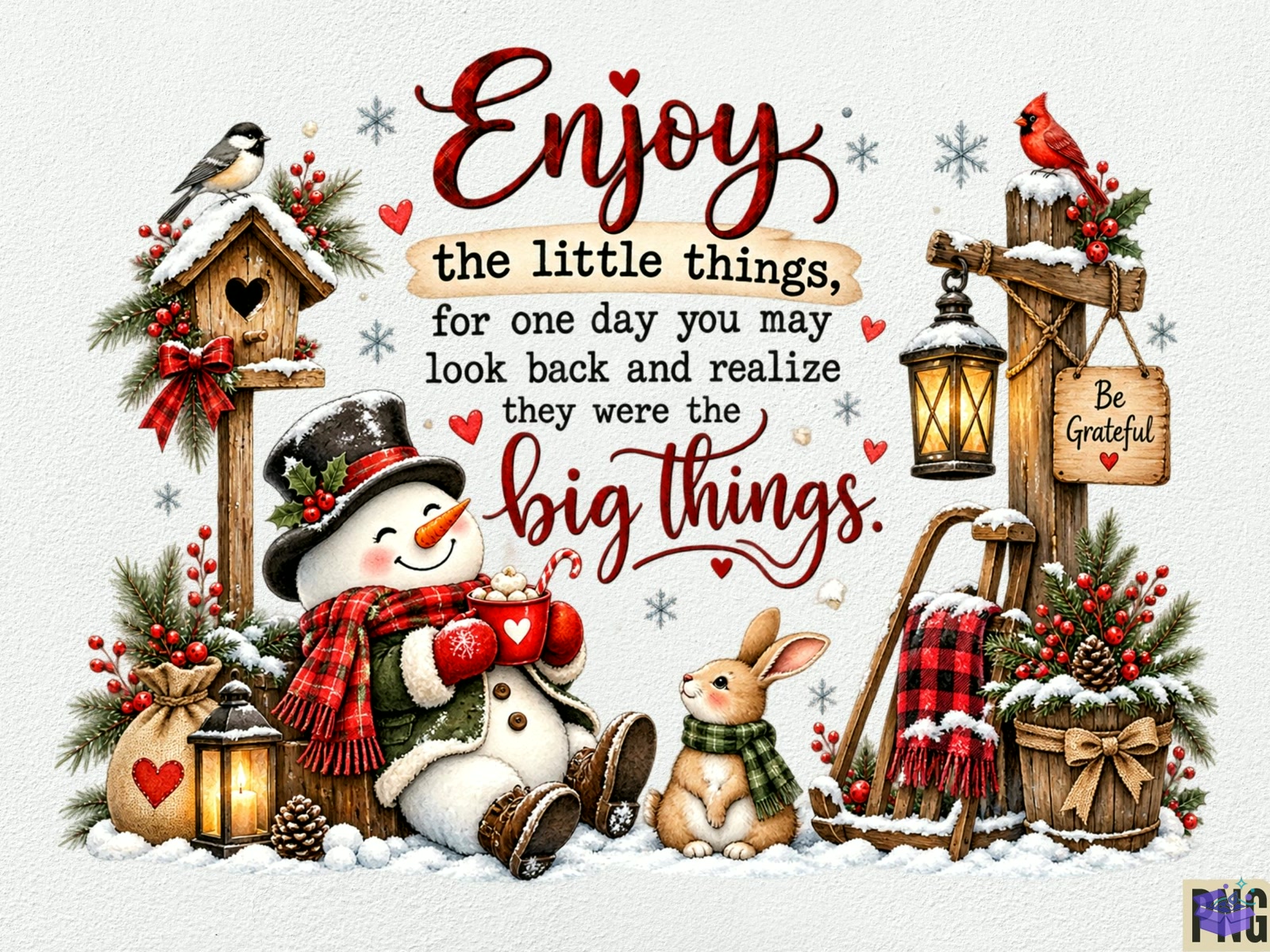 Enjoy The Little Things Yılbaşı PNG S - DTF & Süblimasyon Baskı Tasarımı (SVG, DXF, EPS, PNG) - Süblimasyon İndir (DXF, SVG, EPS)