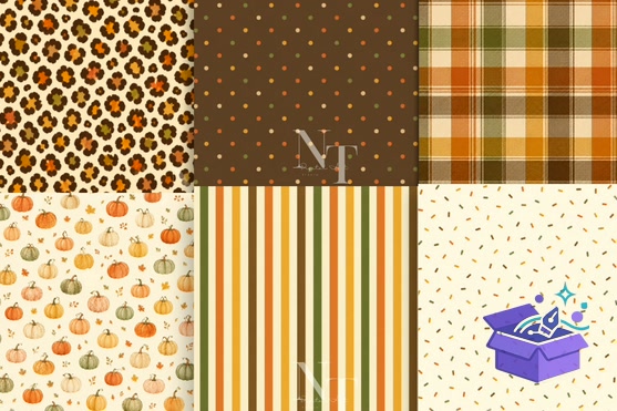 Cozy Fall Digital Paper - Lazer Kesim ve Çizim Dosyası (SVG, DXF, EPS, PNG) - detaylı önizleme 2