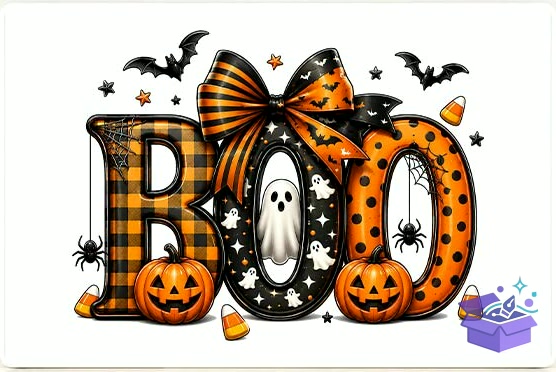 Cute Cadılar Bayramı Boo PNG - Yazı Tipi & Font Paketi (SVG, DXF, EPS, PNG) - detaylı önizleme 5