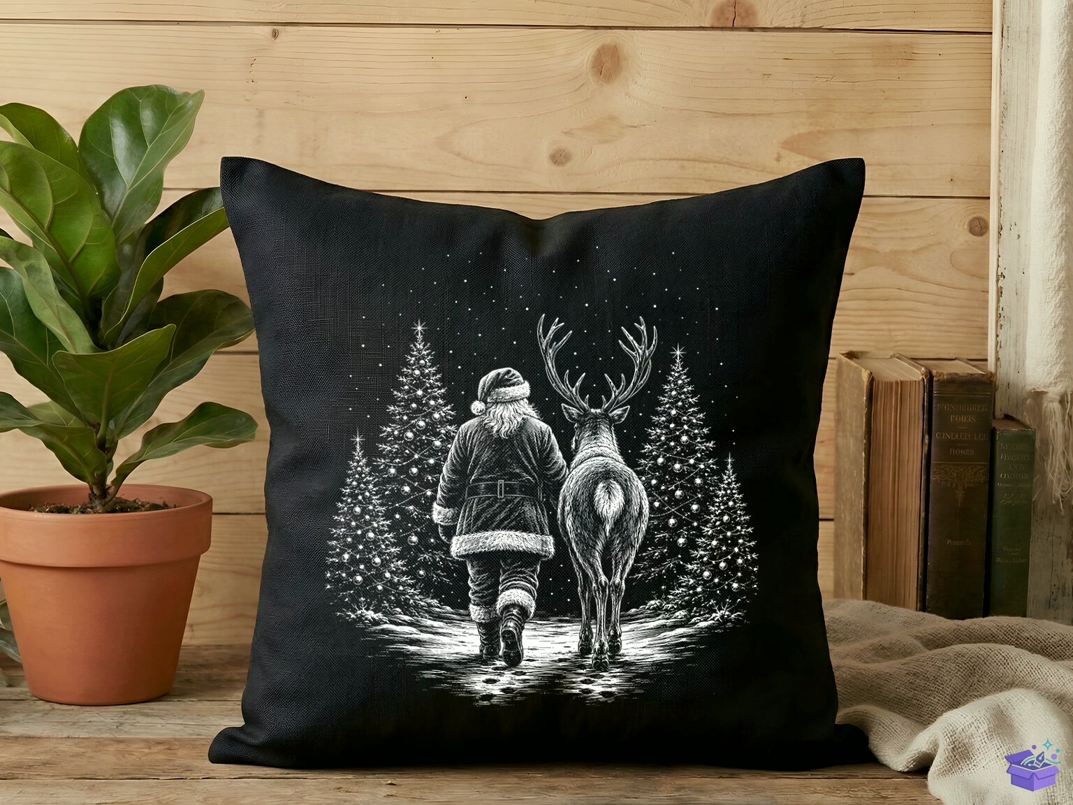 Retro Yılbaşı Santa Ren Geyiği PNG - DTF & Süblimasyon Baskı Tasarımı (SVG, DXF, EPS, PNG) - detaylı önizleme 4