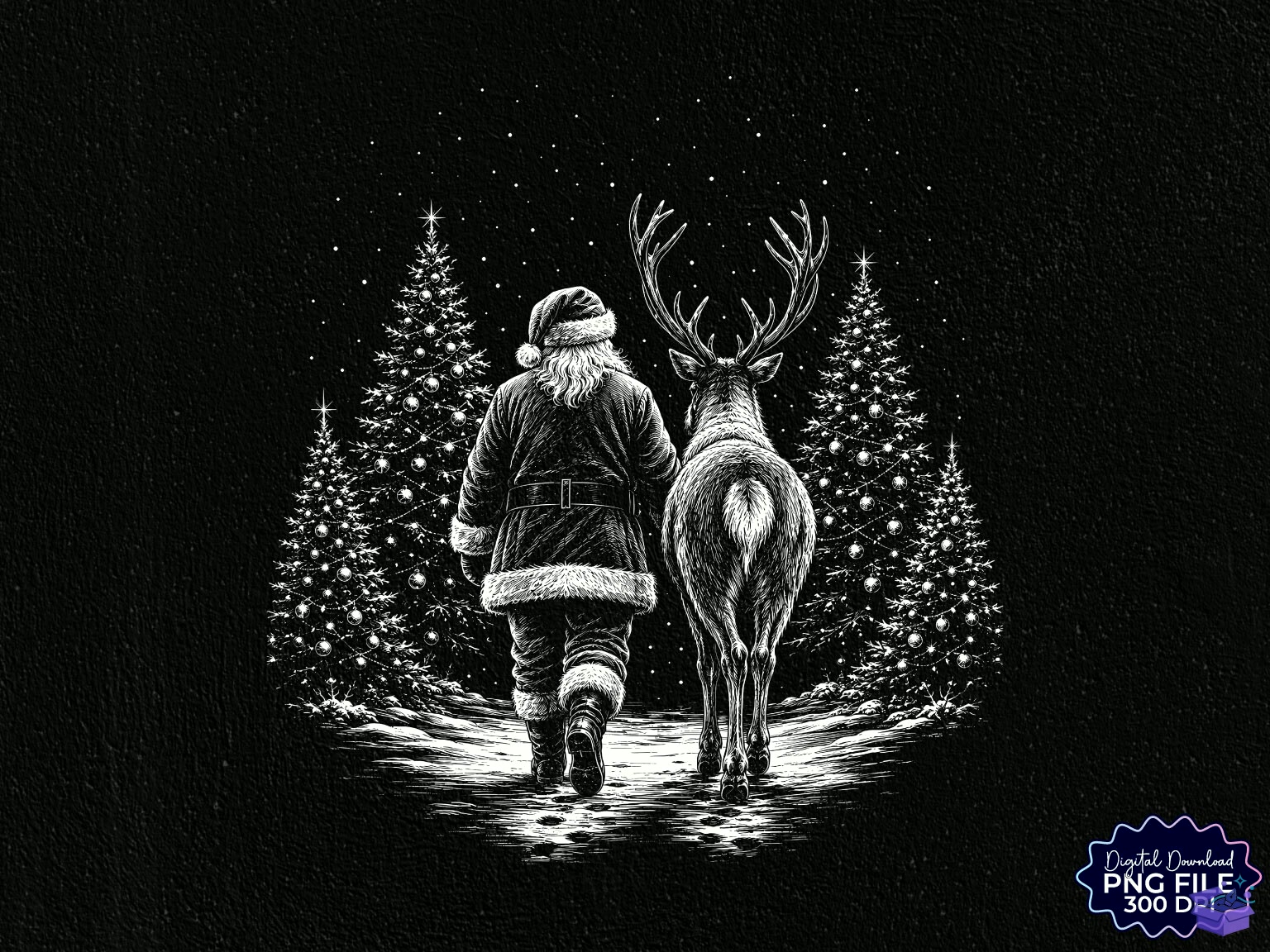 Retro Yılbaşı Santa Ren Geyiği PNG - DTF & Süblimasyon Baskı Tasarımı (SVG, DXF, EPS, PNG) - detaylı önizleme 5