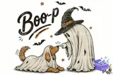 "Boo" Hayalet Köpek Cadılar Bayramı Tasarımı - DTF & Süblimasyon Baskı Tasarımı (PNG) - detaylı önizleme 1
