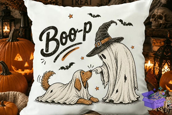 Boo Ghost Köpek Cadılar Bayramı PNG - DTF & Süblimasyon Baskı Tasarımı (SVG, DXF, EPS, PNG) - detaylı önizleme 3