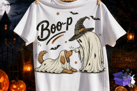 Boo Ghost Köpek Cadılar Bayramı PNG - DTF & Süblimasyon Baskı Tasarımı (SVG, DXF, EPS, PNG) - detaylı önizleme 4